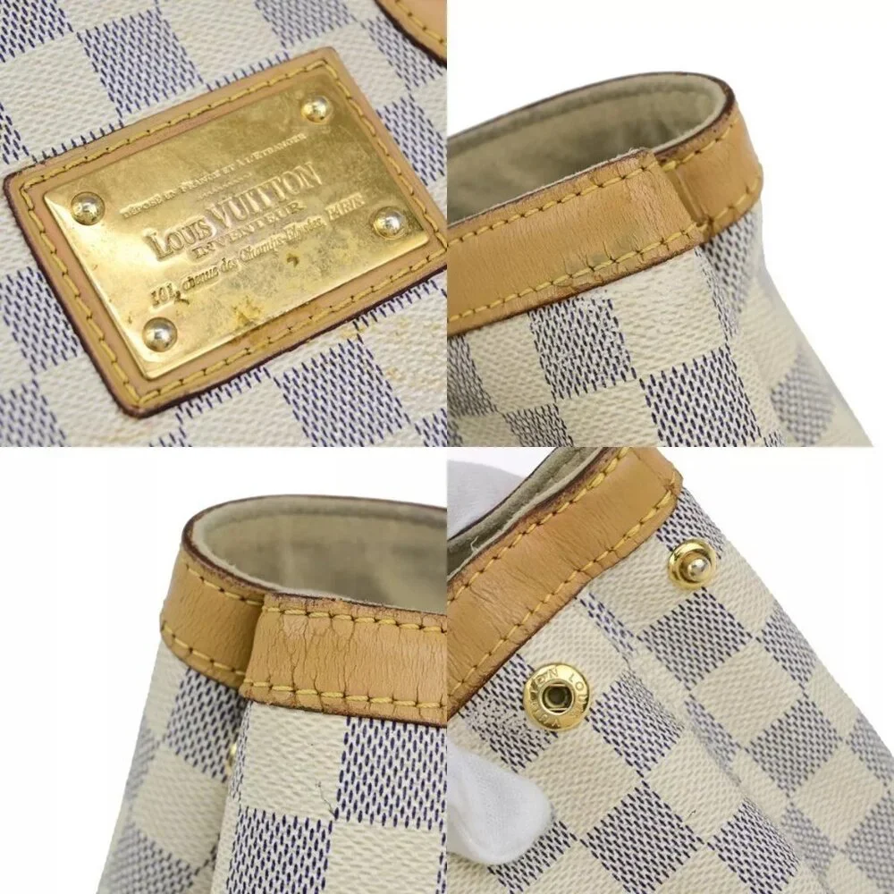 LOUIS VUITTON Hampstead PM Shoulder Bag Damier Azur Leather White